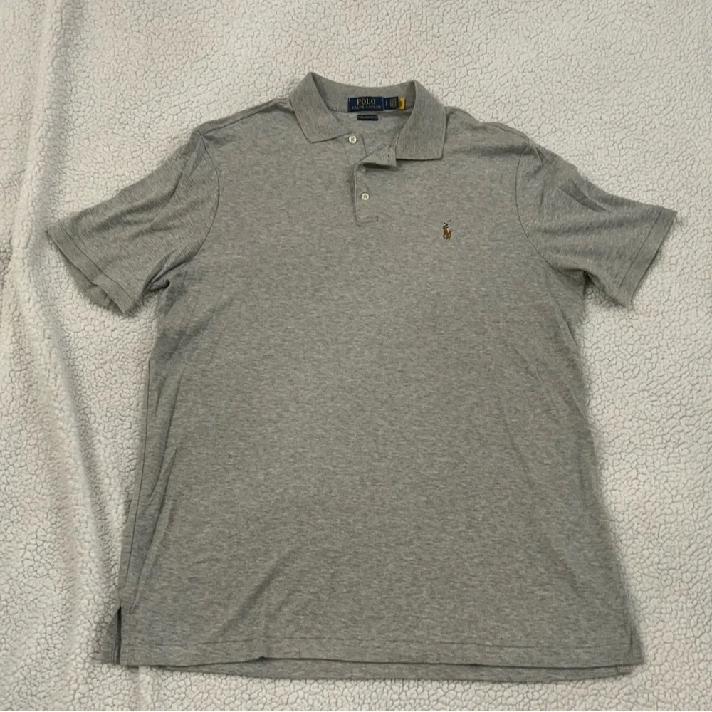 Polo Ralph Lauren Heather Gray Knit Iconic Polo Shirt Classic Fit Men’s Large